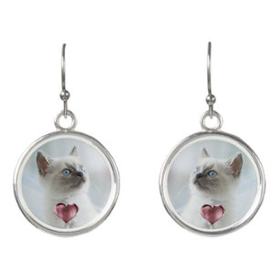 1 or 2 Own Pet Photo Keepsake with Pink Heart - Earrings