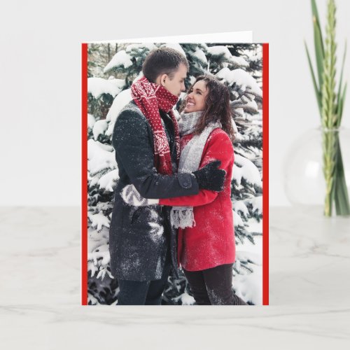 1 or 2 Photo Christmas Red Theme Holiday Card