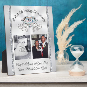 1 or 2 Photo Wedding Anniversary Plaques, Any YEAR Plaque
