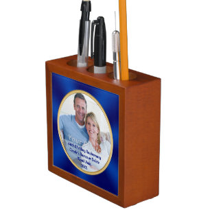 1 or 2 PHOTOS TEXT Anniversary Gift for Him or Her Desk Organizer