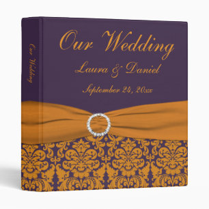 1" Orange and Purple Damask Wedding Binder