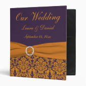 1" Orange and Purple Damask Wedding Binder (Front/Inside)