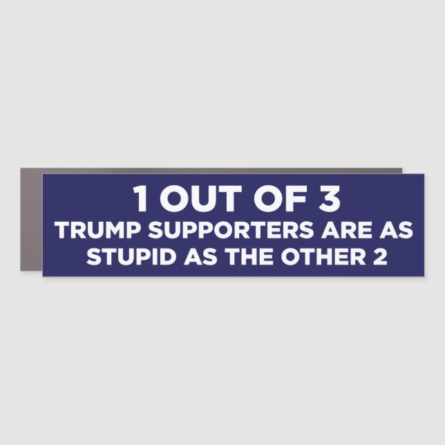 1 Out Of 3 Trump Supporters Are Stupid Anti-Trump Car Magnet (Front)