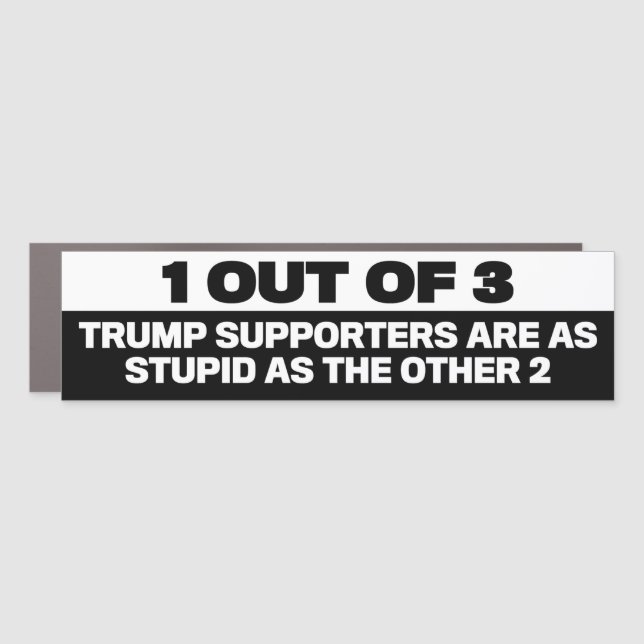 1 Out Of 3 Trump Supporters Are Stupid Anti-Trump Car Magnet (Front)