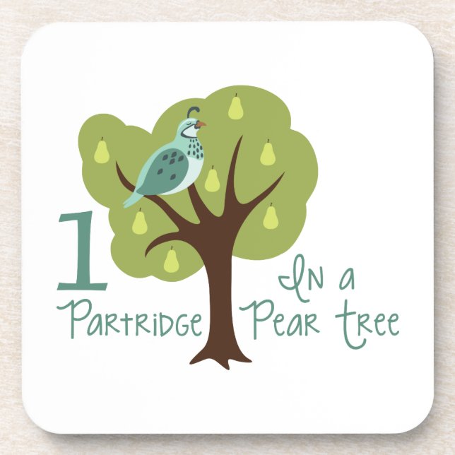 1 Partridge In Pear Tree Beverage Coaster (Front)