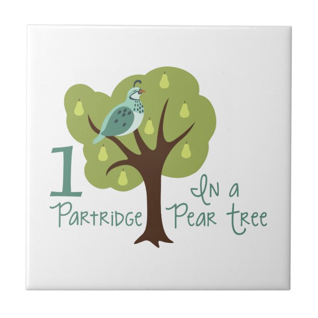 1 Partridge In Pear Tree Ceramic Tile (Front)