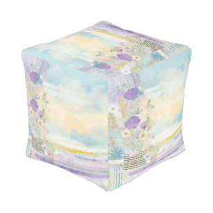 *~* 1 Pastel Floral Pattern Ethereal Flowers Pouf