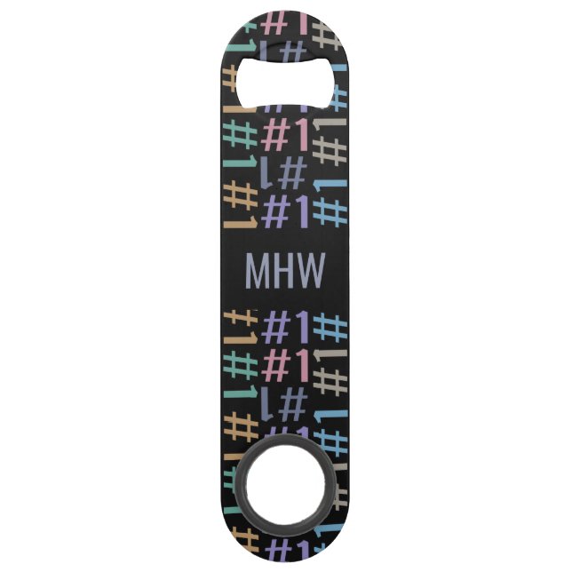 “# 1” Pattern custom monogram bottle openers Speed Bottle Opener (Front)