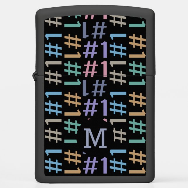 “# 1” Pattern custom monogram lighter (Front)