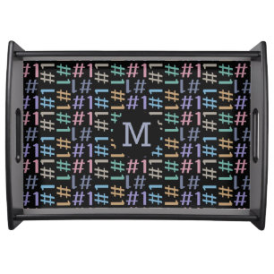 “# 1” Pattern custom monogram serving trays