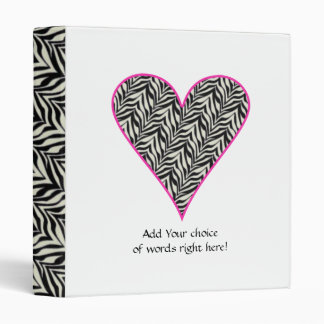 1" Personalized Pink Trimmed Zebra Heart Binder 2