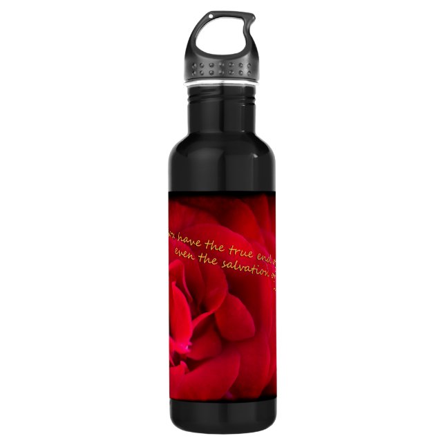 1 Peter 1:9 Black Border Water Bottle (Front)
