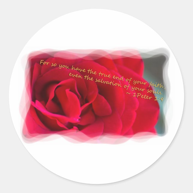 1 Peter 1:9 White Border Classic Round Sticker (Front)