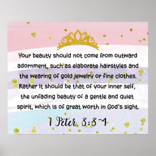 1 Peter 3:3-4 Inner Beauty Bible Verse Pastel Mult Poster