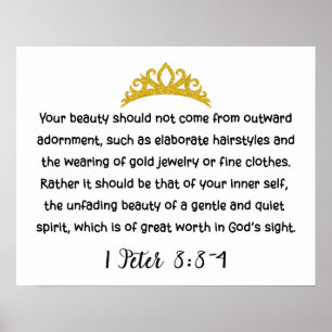 1 Peter 3:3-4 Inner Beauty Bible Verse Simple Poster