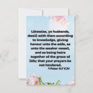 1 Peter 3:7 KJV Bible Scripture Pic Greeting Card