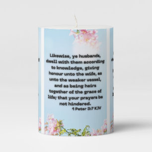 1 Peter 3:7 KJV Bible Scripture Pic Pillar Candle