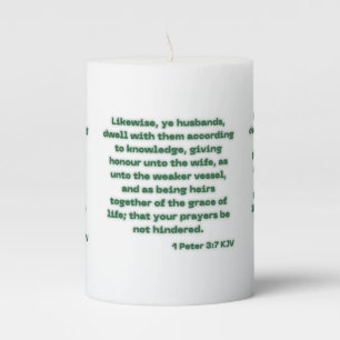 1 Peter 3:7 KJV Bible Scripture Pillar Candle