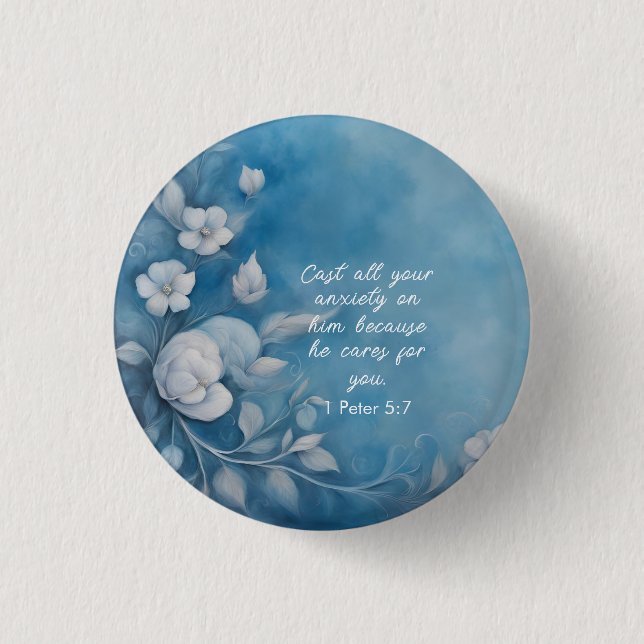 1 Peter 5:7 Bible Verse Image Button (Front)