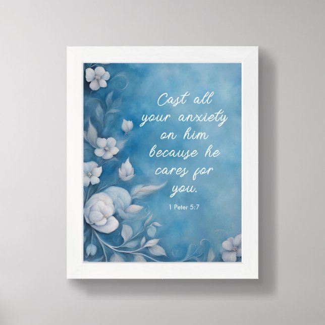 1 Peter 5:7 Bible Verse Image Framed Art (Framed Front)