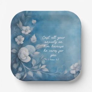 1 Peter 5:7 Bible Verse Image Paper Plates