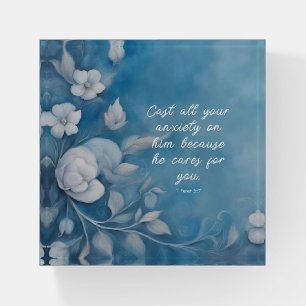 1 Peter 5:7 Bible Verse Image Paperweight