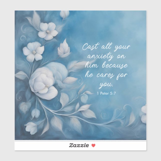 1 Peter 5:7 Bible Verse Image Sticker (Sheet)