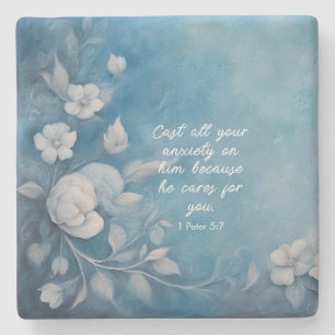 1 Peter 5:7 Bible Verse Image Stone Coaster
