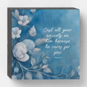 1 Peter 5:7 Bible Verse Image Wooden Box Sign