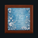 1 Peter 5:7 “Cast All Your Anxiety” Blue Floral Gift Box<br><div class="desc">A peaceful blue floral design featuring 1 Peter 5:7 — “Cast all your anxiety on Him because He cares for you.” Soft,  comforting artwork perfect for encouraging gifts,  home décor,  cards,  and meaningful Christian inspiration.  The Bible verse and citation are customizable.</div>