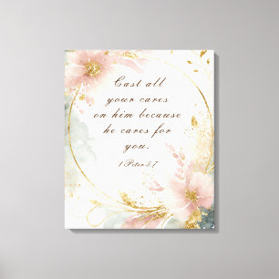 1 Peter 5:7 Cast All Your Cares on Him Bible Verse Canvas Print