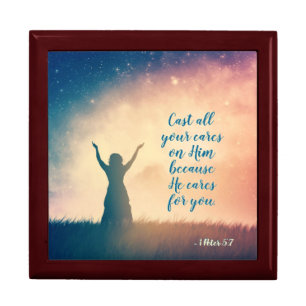 1 Peter 5:7 Cast all your cares on Him, Scripture Gift Box