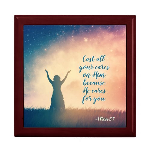 1 Peter 57 Cast all your cares on Him Scripture Gift Box