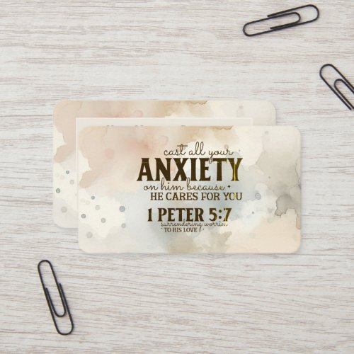 1 Peter 57 Cast your anxiety on Him Bible Verse  Business Card