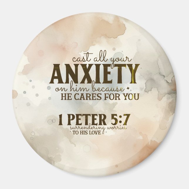 1 Peter 5:7 Cast your anxiety on Him Bible Verse  Magnet (Front)