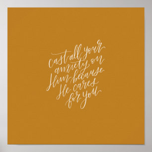 1 Peter 5:7 “cast your anxiety on Him” lettering Poster