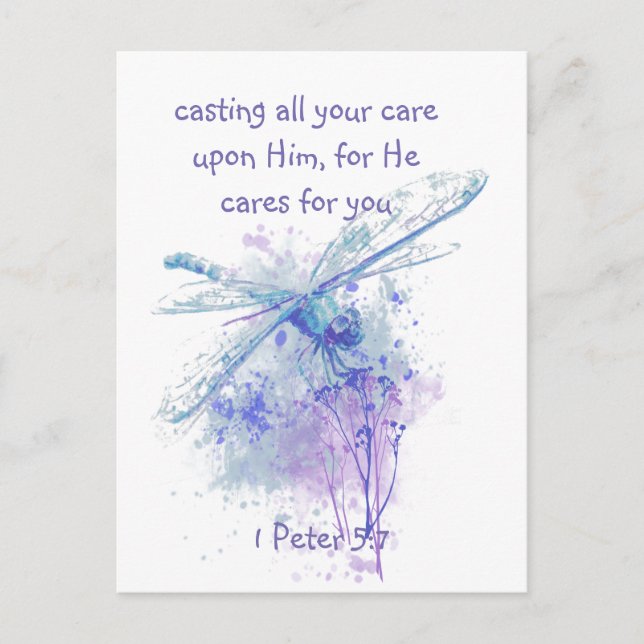1 Peter 5:7 Casting all your care upon Him Quote Postcard (Front)