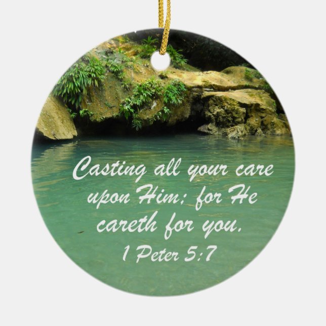 1 Peter 5:7 Ceramic Ornament (Front)