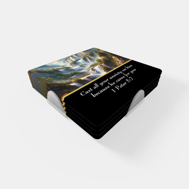 1 Peter 5:7 Christian Faith a waterfall  Coaster Set (Set)