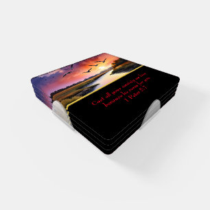 1 Peter 5:7 Christian Faith moutain lake  Coaster Set