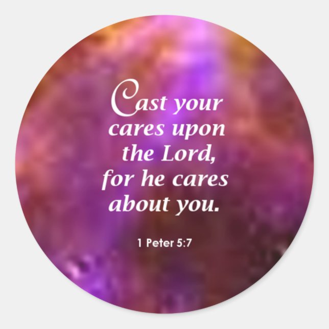 1 Peter 5:7 Classic Round Sticker (Front)
