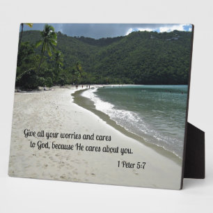 1 Peter 5:7 Give all your worries and cares to God Plaque