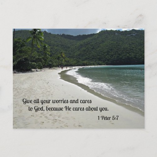 1 Peter 57 Give all your worries and cares to God Postcard