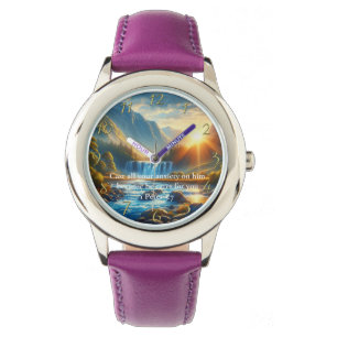 1 Peter 5:7 Gold Christian Faith Prayer Watch