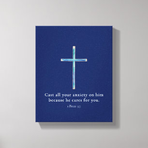 1 Peter 5:7 Minimalist Cross Canvas Print