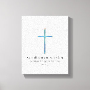 1 Peter 5:7 Minimalist Cross Canvas Print