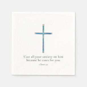 1 Peter 5:7 Minimalist Cross Napkins