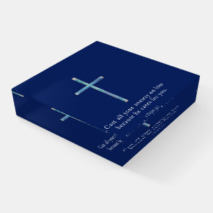 1 Peter 5:7 Minimalist Cross Paperweight