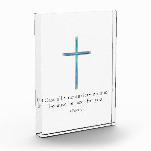 1 Peter 5:7 Minimalist Cross Photo Block