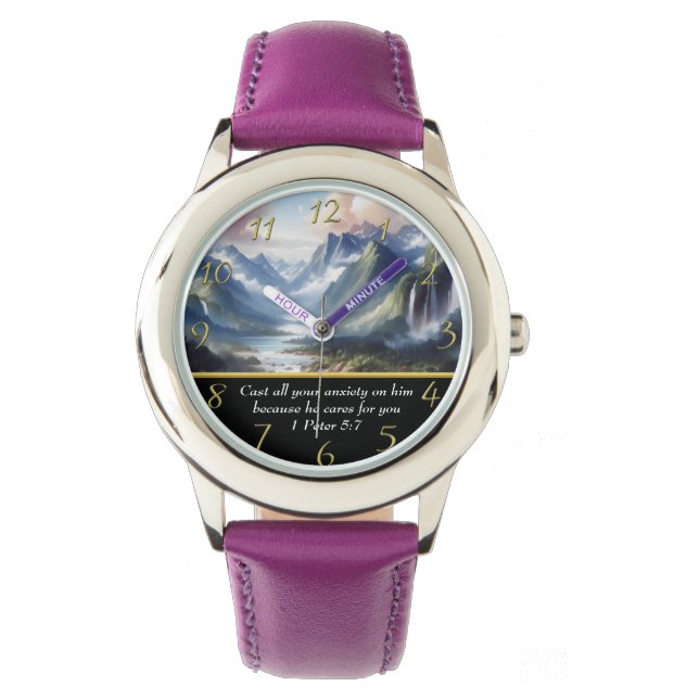1 Peter 5:7 moutain lake  Watch (Front)